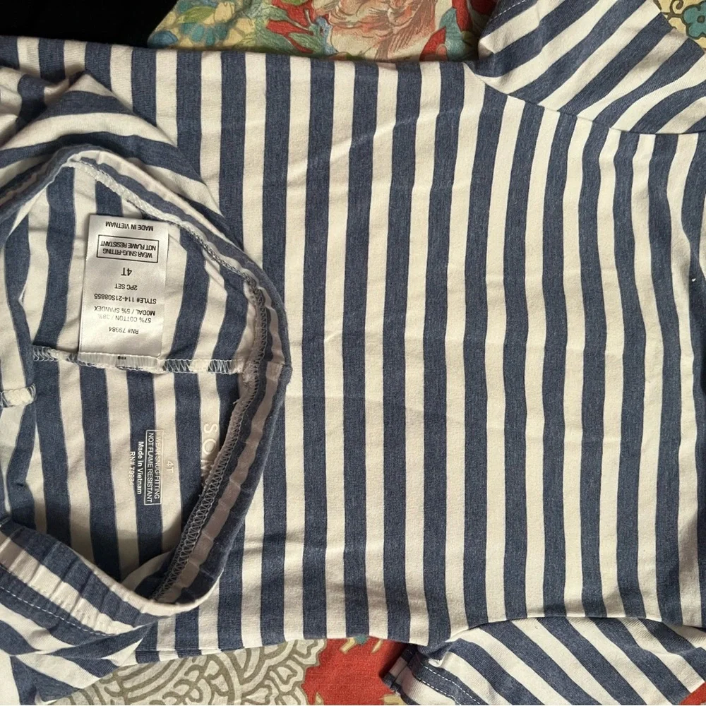 Kids Pajamas Set Striped Blue Soma, Cat & Jack Pink HTop, Pink Pants & Black 4T